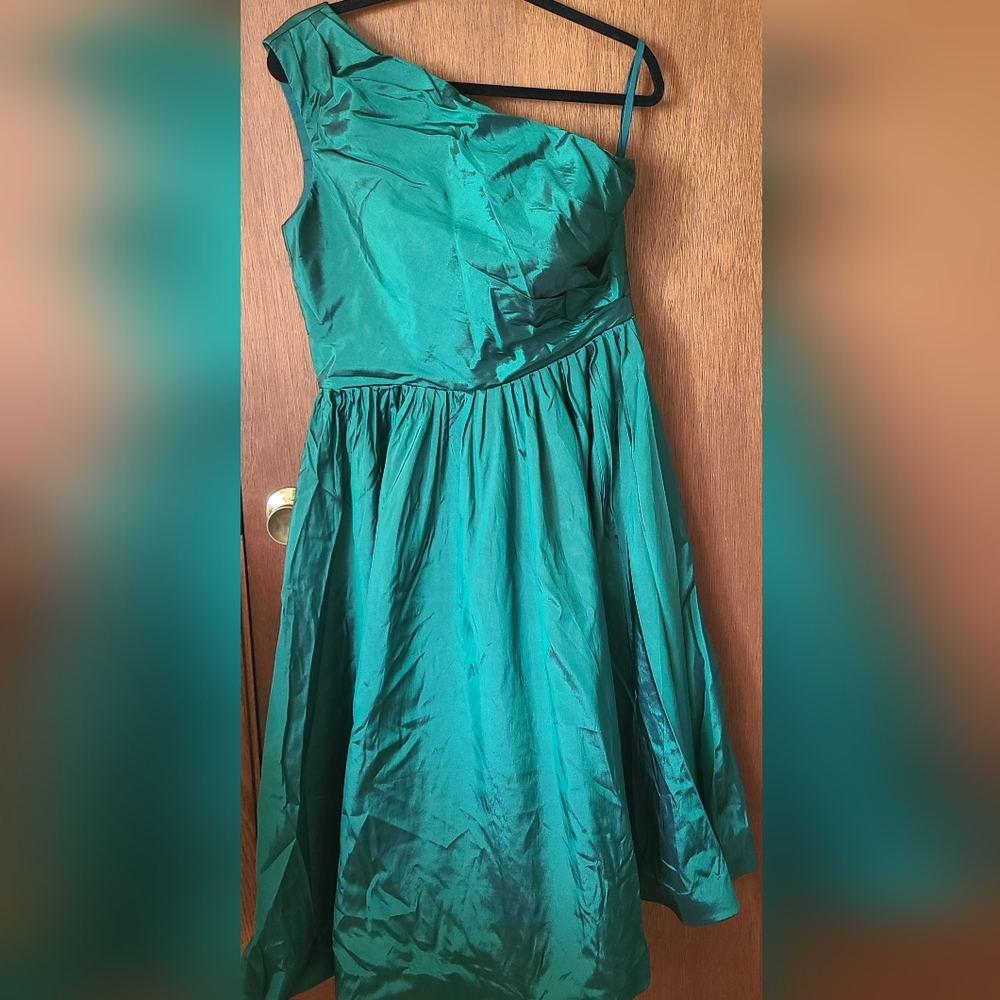 Chic Deep Green/Teal One-Shoulder Dress